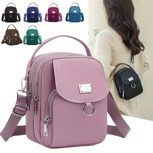 Lightweight Nylon Women’s Crossbody Bag – Casual Mini Shoulder Handbag with Multiple Zip Compartments, Tote Purse for Daily Use