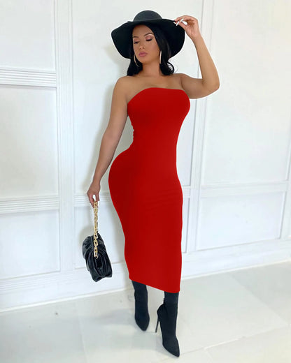 Summer Women's Sexy Sleeveless Chest-Wrapped Long Beach Dress | Stylish & Breathable Vacation Wear