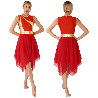 Women's Praise Dance Dress - Modern Liturgical Church Choir Costume with Irregular Hem for Ballet & Contemporary Dance
