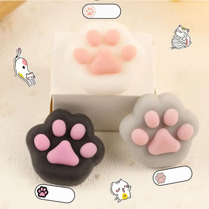 Mini Cat Paw Squeeze Toy - Silicone Pinch Decompression Fidget | Plush TPR Sensory Toy for Kids and Adults