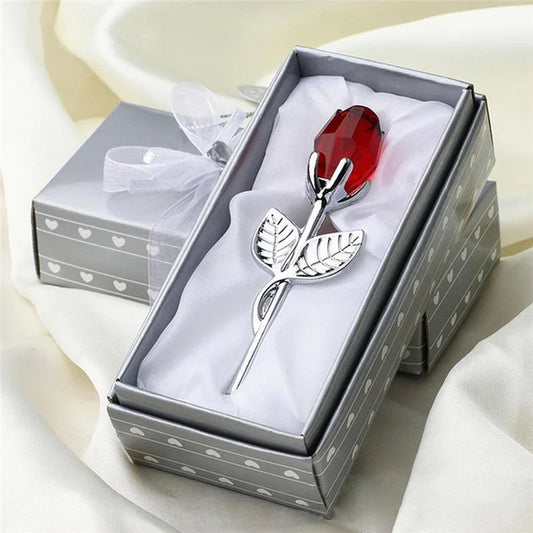 6-Color Crystal Glass Rose Figurines – Valentine’s Day & Christmas Gifts, Wedding Decor & Home Souvenir Craft