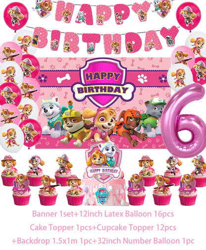 PAW Patrol Skye Pink Birthday Party Decorations Set – Foil Balloon Backdrop, Disposable Tableware & Baby Shower Supplies for Girls Kids Gifts