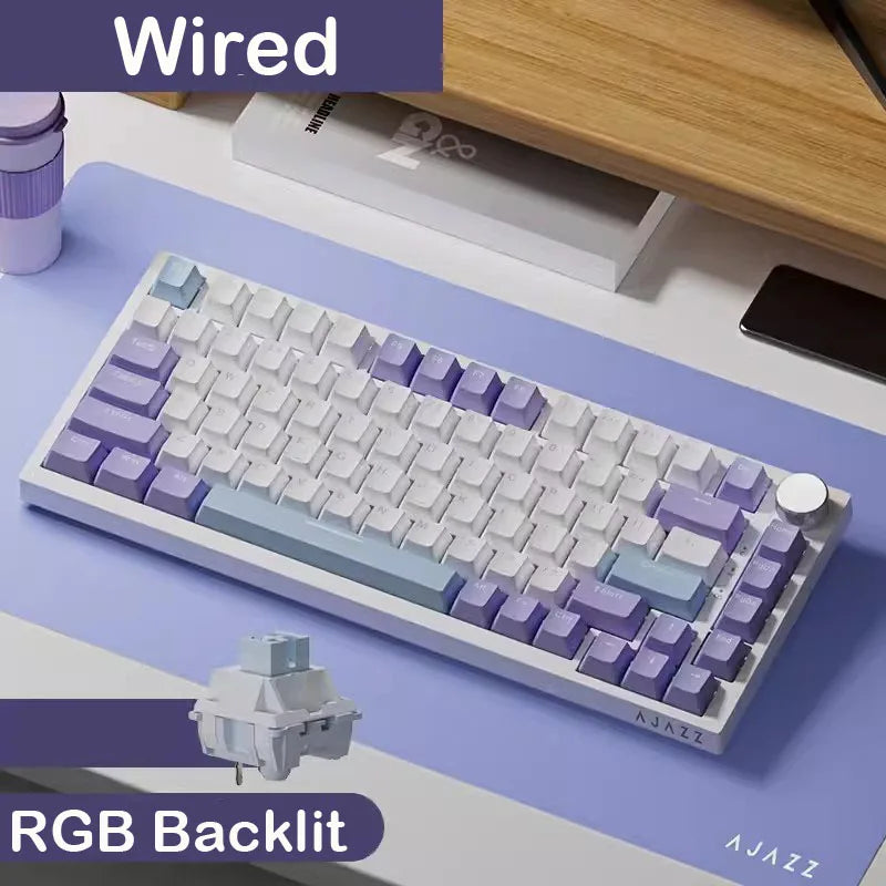 AJAZZ AK820/AK820 Pro Mechanical Gaming Keyboard – TFT Screen, Multifunction Knob, Wired/2.4G/Bluetooth Connectivity for PC