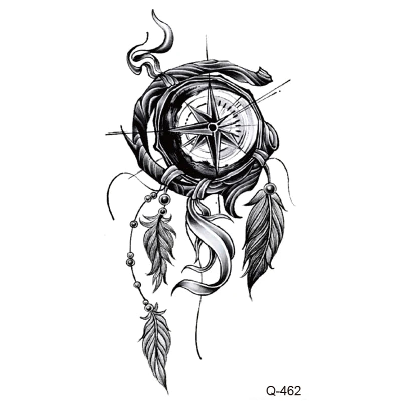 Waterproof Temporary Tattoo Stickers - Mini Black Rose, Butterfly, Arrow, Flower, Wings, Maori, and Snake Designs for Wrist and Neck