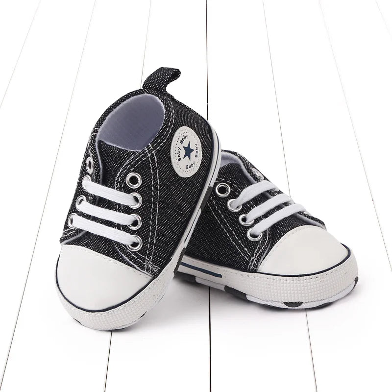 New Baby Shoes for Boys & Girls – Classic Canvas Casual Sneakers, Soft Sole Non-Slip Toddler Walkers D2486
