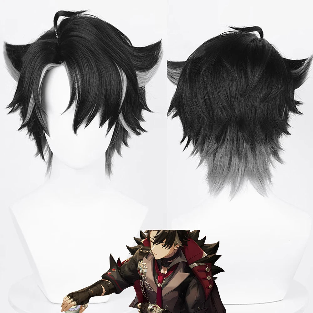 RANYU White Men’s Wig – Short Straight Synthetic Anime Hair, High-Temperature Fiber for Cosplay & Party