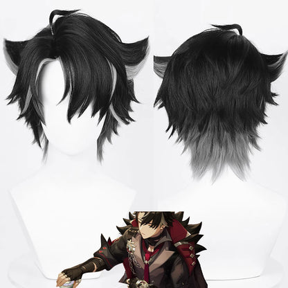 RANYU White Men’s Wig – Short Straight Synthetic Anime Hair, High-Temperature Fiber for Cosplay & Party