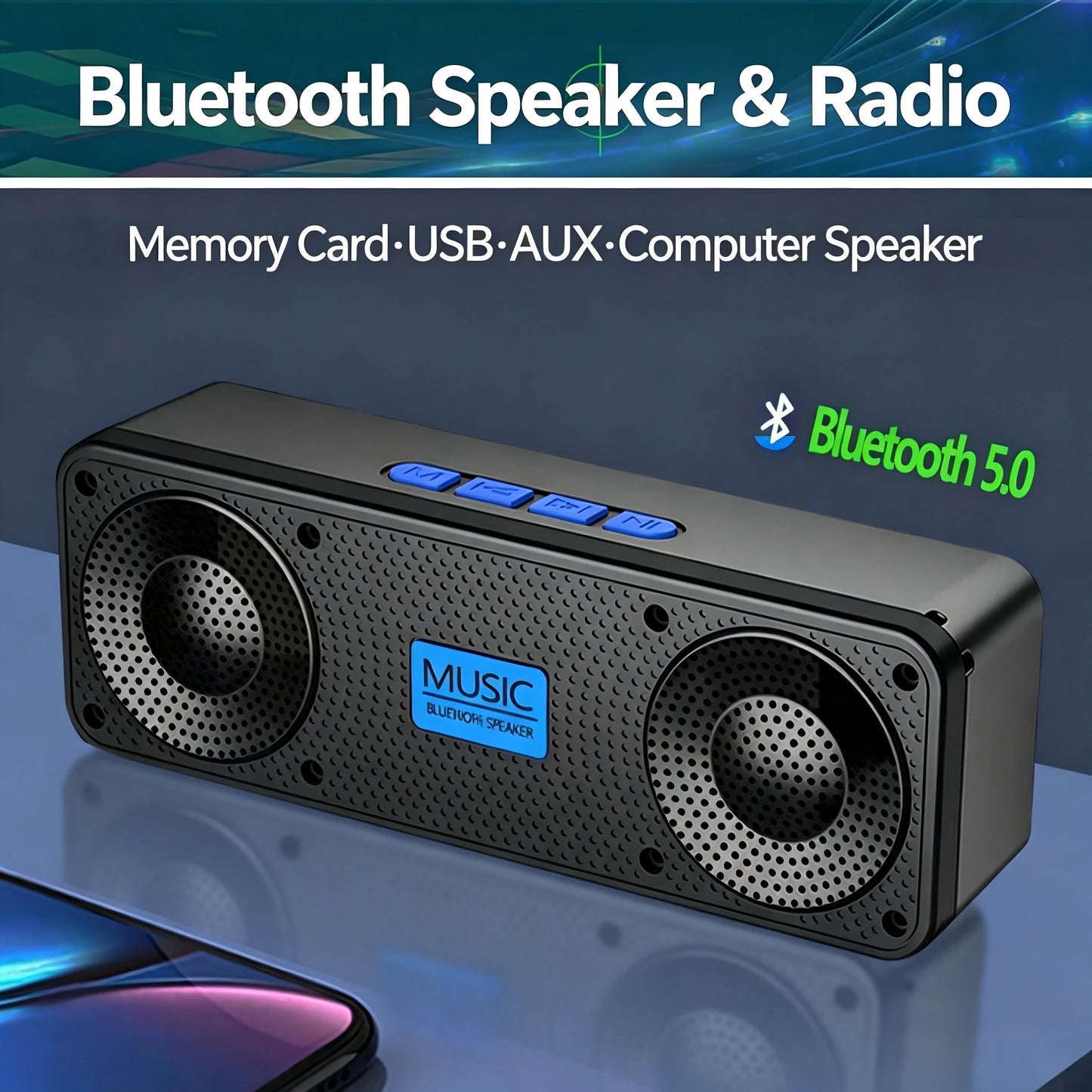 S18 Bluetooth Speaker - Waterproof Wireless Speaker with Subwoofer, FM Radio & 20-Hour Battery