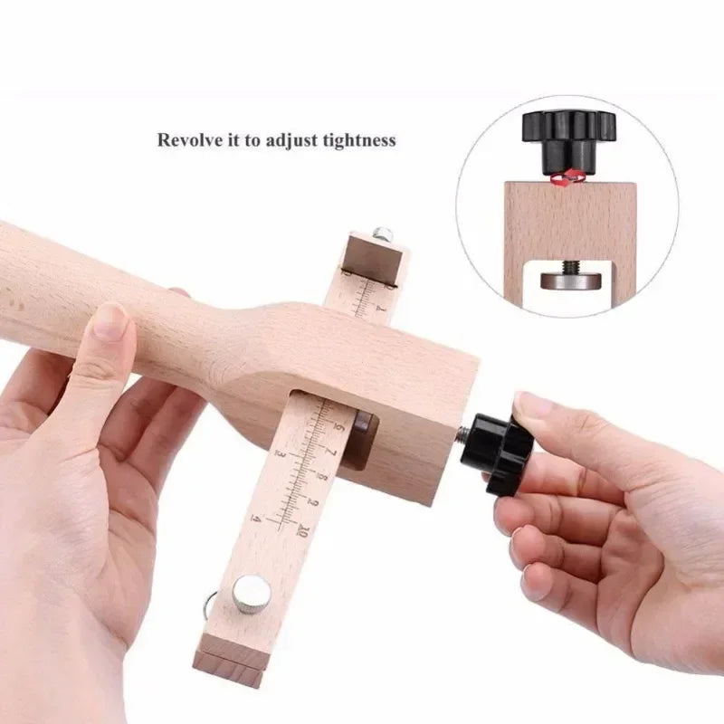 Wooden Adjustable Leather Strap Cutter with 5 Sharp Blades – Precise DIY Belt Cutting Tool for Leathercraft