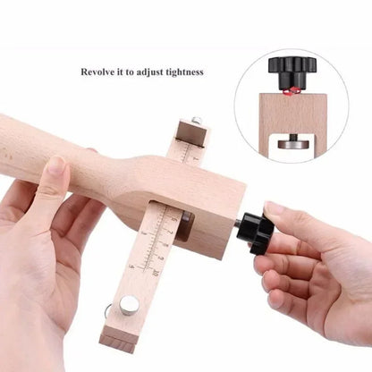 Wooden Adjustable Leather Strap Cutter with 5 Sharp Blades – Precise DIY Belt Cutting Tool for Leathercraft