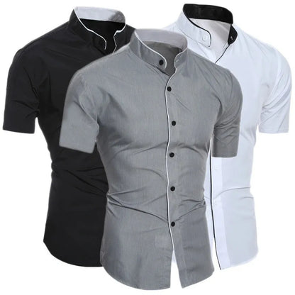 New Men's Casual Commuting Short-Sleeved Shirt: Solid Color Style