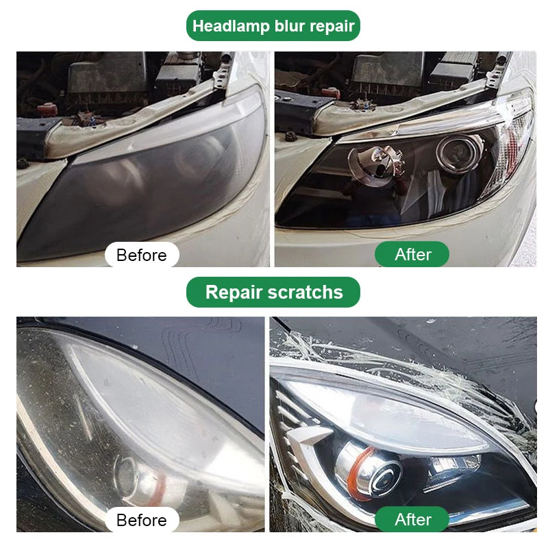 Car Headlight Restoration Kit — Polishing Paste & Liquid for Scratch Removal, Oxidation Cleaning, and Headlamp Repair