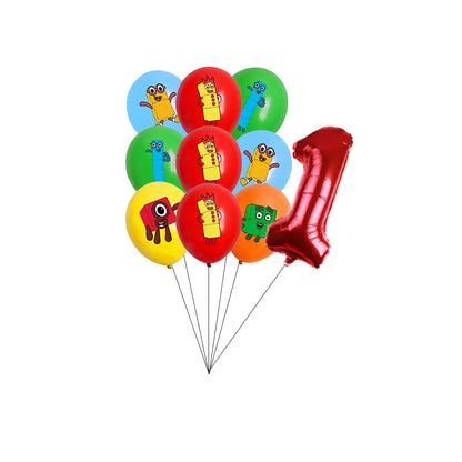 Number Birthday Building Blocks Party Decorations Set – Tablecloth, Banner, Balloons & Cake Topper for Kids & Baby Shower Supplies