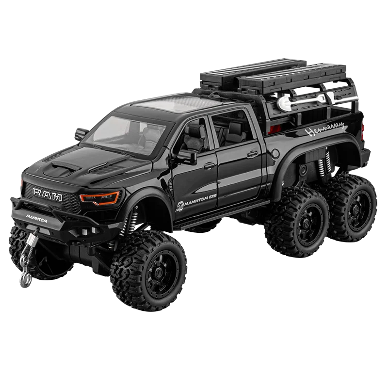 1:24 Dodge Mammoth RAM 1000 TRX 6x6 Diecast Model – Metal Alloy Pickup Toy Car with Lights for Kids & Collectors