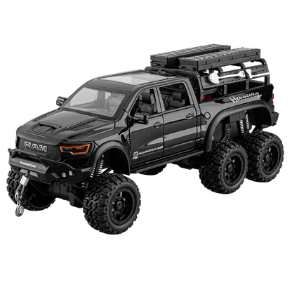 1:24 Dodge Mammoth RAM 1000 TRX 6x6 Diecast Model – Metal Alloy Pickup Toy Car with Lights for Kids & Collectors