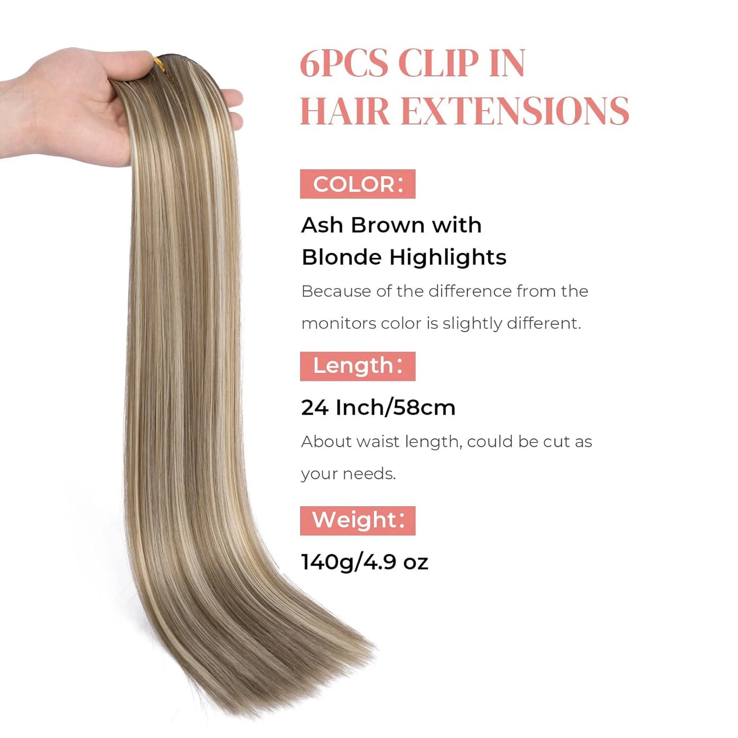Clip-In Hair Extensions – Thick & Long Lace Weft Synthetic Hairpieces for Women