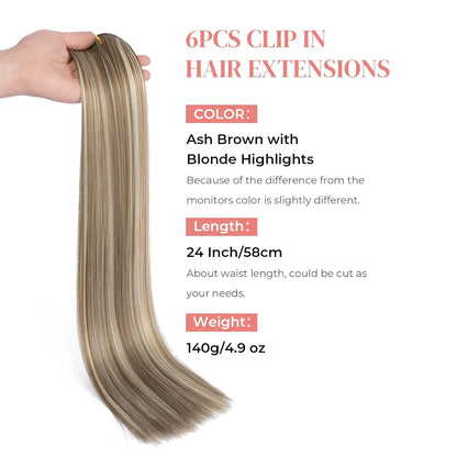 Clip-In Hair Extensions – Thick & Long Lace Weft Synthetic Hairpieces for Women