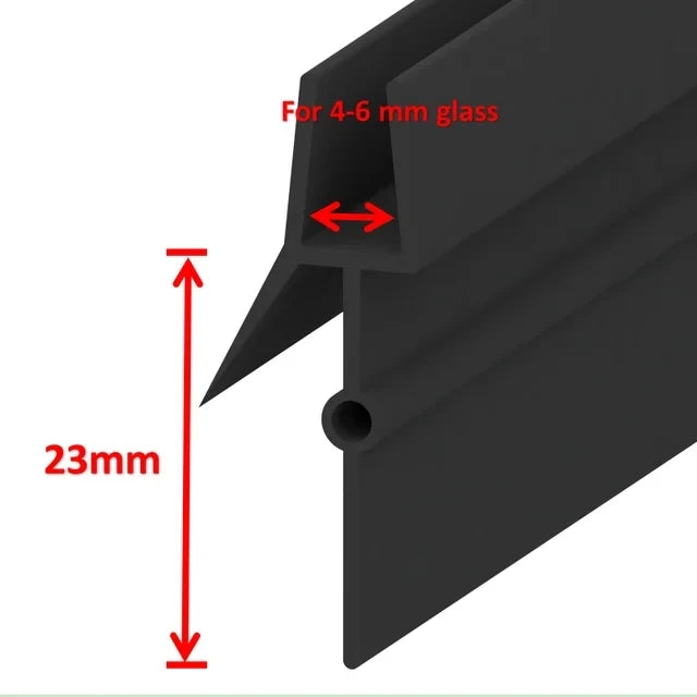 Shower Glass Door Seal Strip - 4–6mm Rubber Weatherproof Seal for Bath Screens and Glass Doors