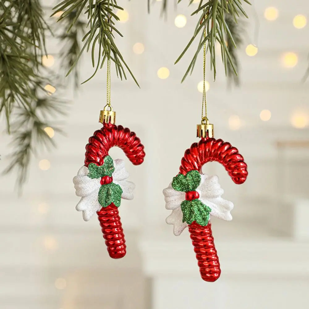 2PCS Red & White Christmas Hanging Ornaments – Plastic Santa Claus Tree Decorations for Holiday Party & Festival Supplies