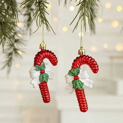 2PCS Red & White Christmas Hanging Ornaments – Plastic Santa Claus Tree Decorations for Holiday Party & Festival Supplies