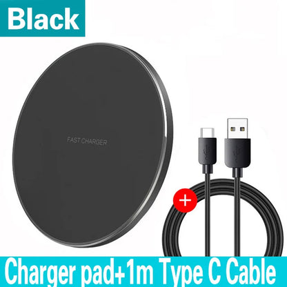 200W Fast Wireless Charger Pad — Induction Charging for iPhone 16/15/14/13/XS Max/Mini/X/XR & Samsung Xiaomi Huawei