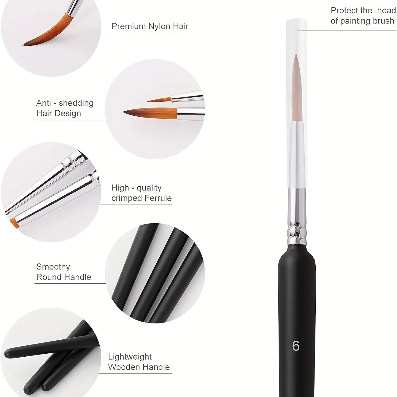 10/11PCS Miniature Paint Brush Set – Detail Tip Brushes with Ergonomic Handle for Acrylic & Oil Painting