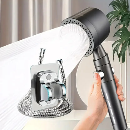 High Pressure Water Saving Shower Head - 5 Mode Handheld Bathroom Filter Spray with One Button Stop Function