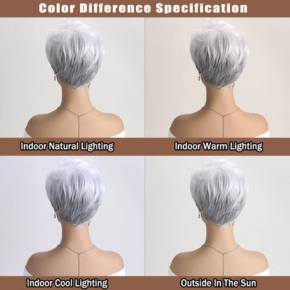 Short Natural Straight White Wig for Women – Heat-Resistant Daily & Party Wig