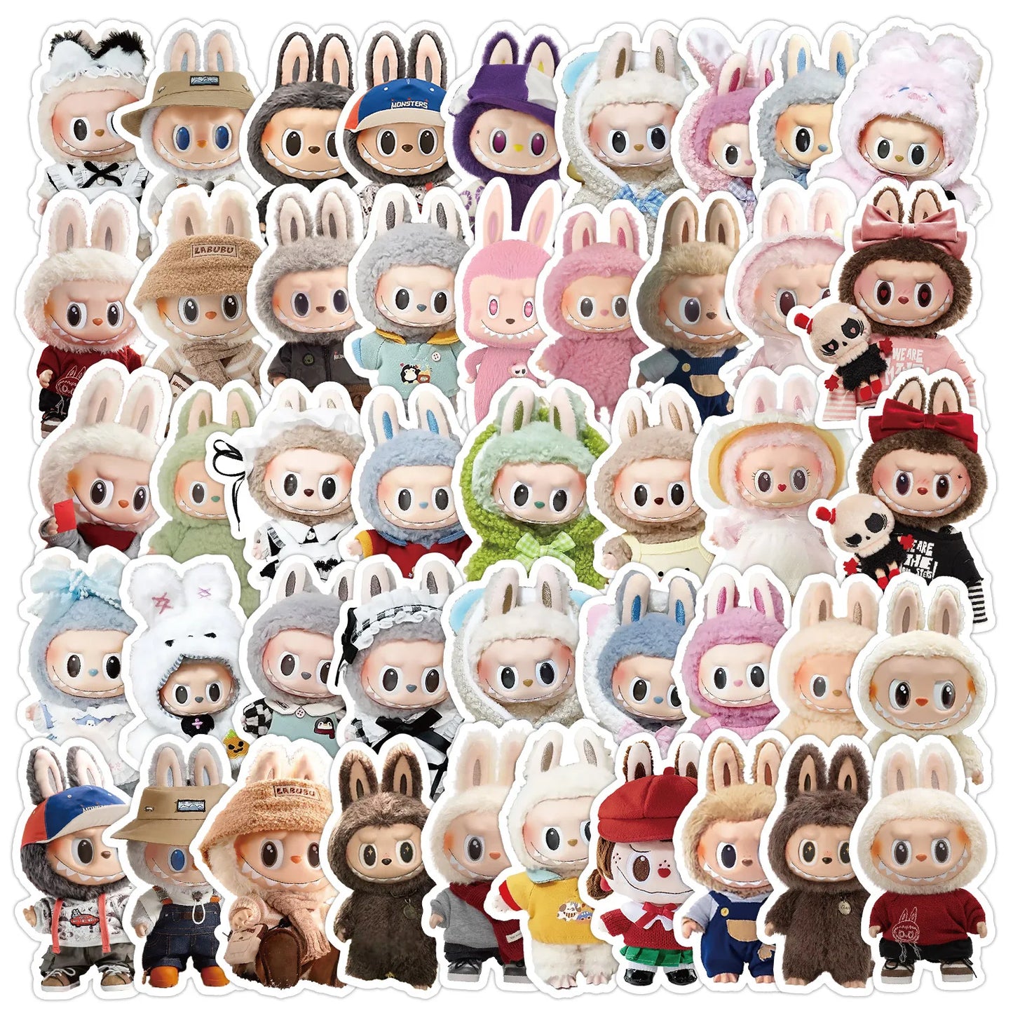 50pcs Cute Labubu Doll Graffiti Stickers 4x7cm – Skateboard, Suitcase, Guitar Decor Party Favor Gift for Kids   2/2