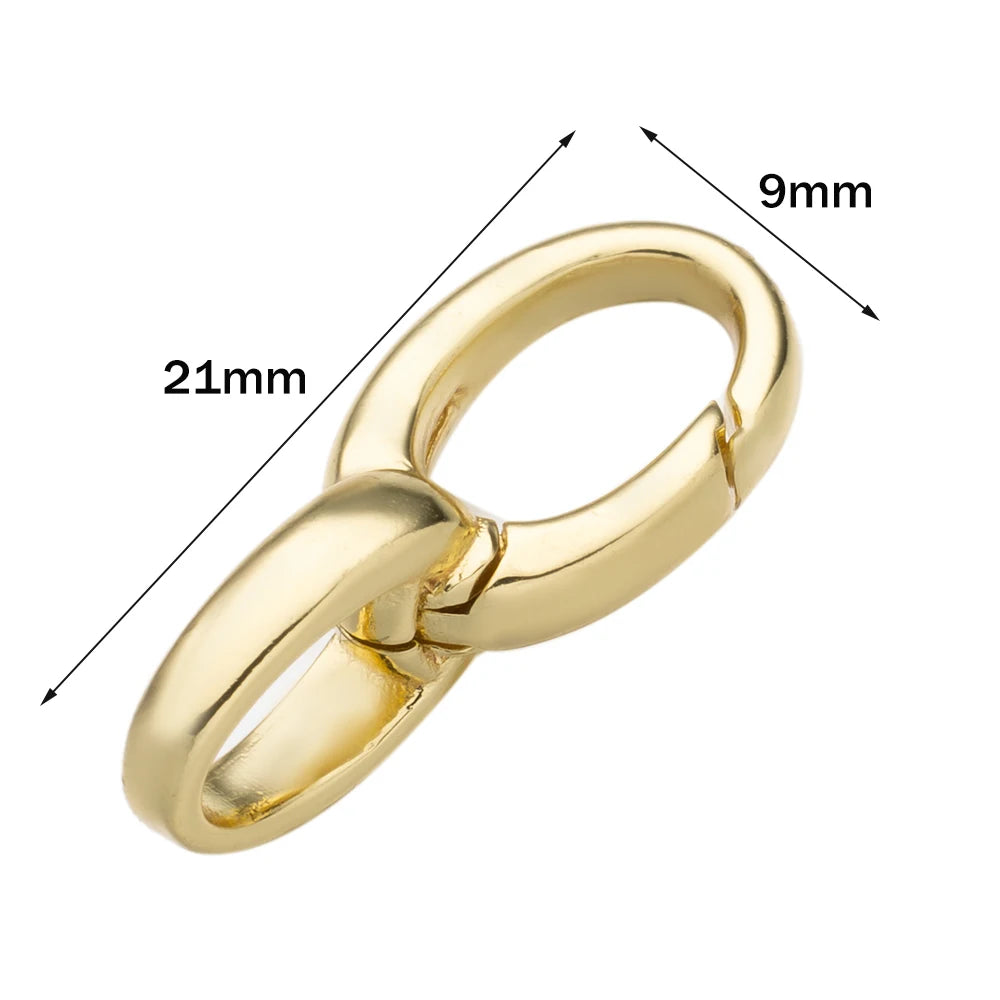 2PCS Gold Filled Oval Clasp - 14K/18K Spring Connector Carabiner for DIY Jewelry Necklace & Bracelet Making