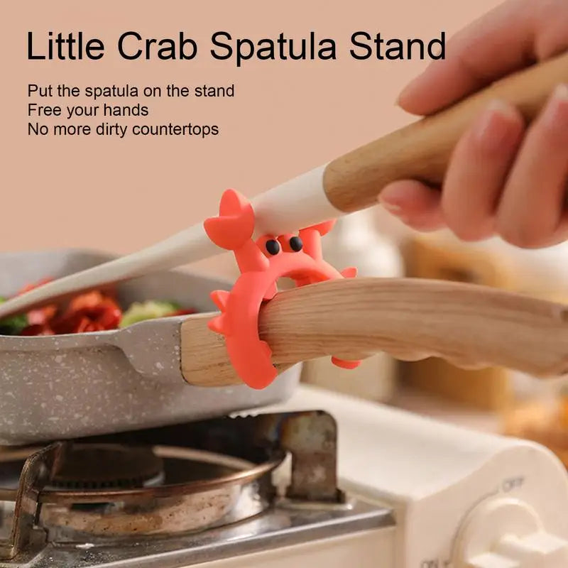 Crab Shaped Silicone Utensil Rest - Anti-Overflow Ladle & Spatula Holder Kitchen Countertop Gadget