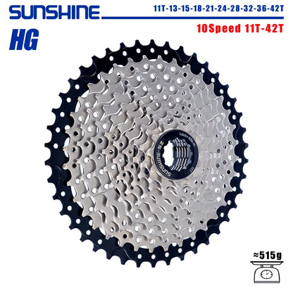 SUNSHINE Bicycle Cassette 8-12 Speed Freewheel - 32T to 52T Sprocket for Shimano/SRAM HG Flywheel