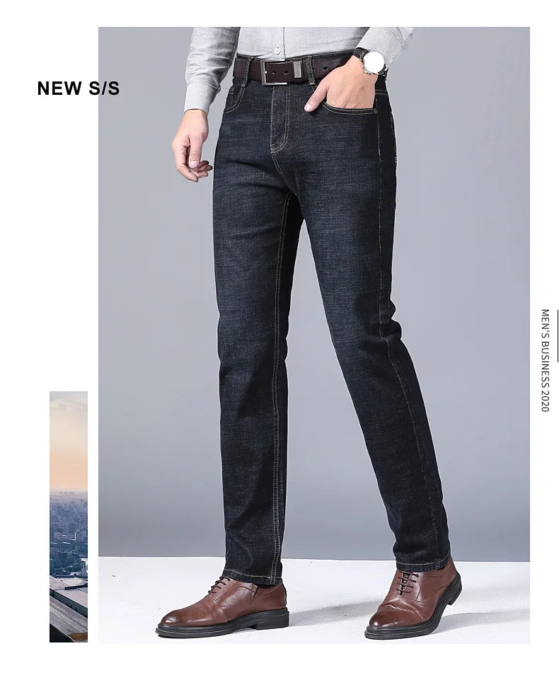 Men’s Classic Black Jeans — Soft Biker Denim Pants Jean Homme Pantalones Hombre Masculino Overalls, Sizes 32-38