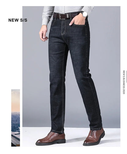 Men’s Classic Black Jeans — Soft Biker Denim Pants Jean Homme Pantalones Hombre Masculino Overalls, Sizes 32-38