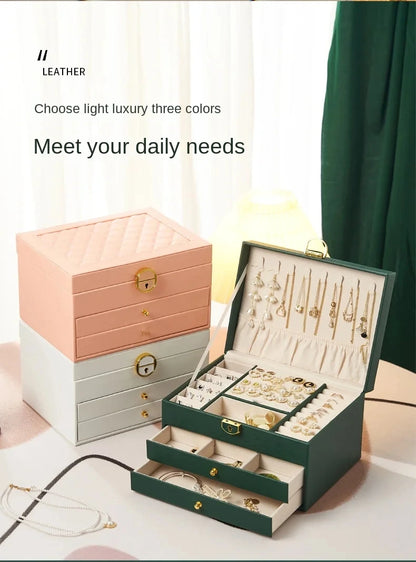 High-End Multi-Layer Jewelry Box – Large Capacity Drawer Organizer for Earrings and Accessories