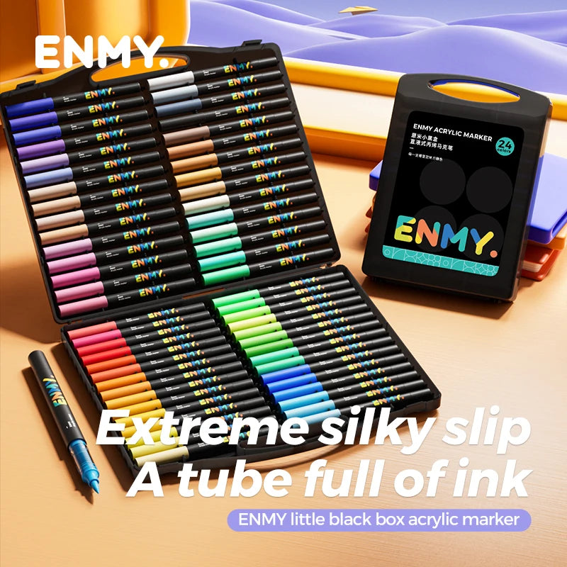 ENMY Acrylic Paint Marker Pens – Soft Tip, Direct Liquid Graffiti, Quick-Dry Pigments for Felt & Art Supplies