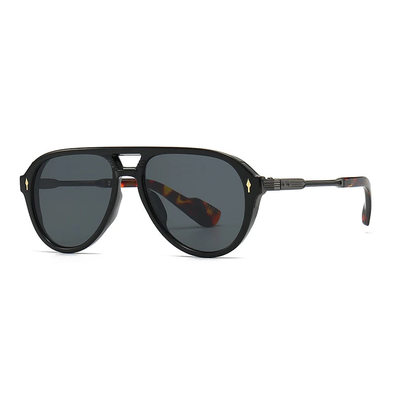 Men’s Aviator Sunglasses – Retro Double Bridge Square Frame, European & American Style, Wholesale