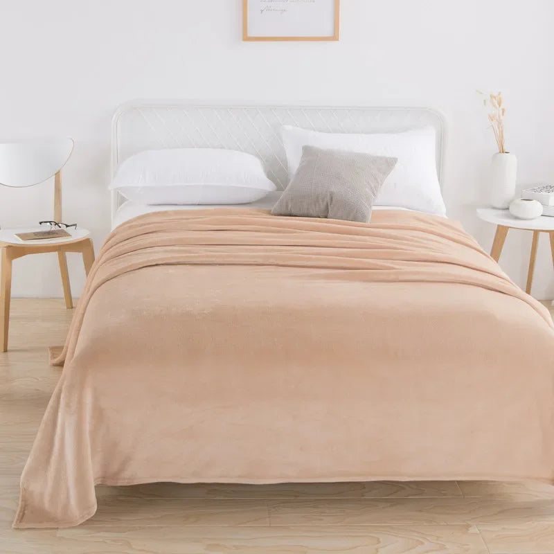 Flannel Fleece Blanket for Beds - Soft Coral Fleece Flower & Plaid Print Blanket for Summer and Fall