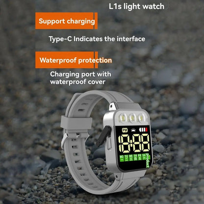 HAPPY DIAN Sports LED Digital Watch - USB Rechargeable Flashlight Wristwatch for Students & Men