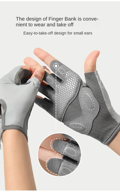 Women's Half Finger Sports Gloves – Anti-Slip, Shock-Absorbing, Breathable Fitness and Outdoor Gloves