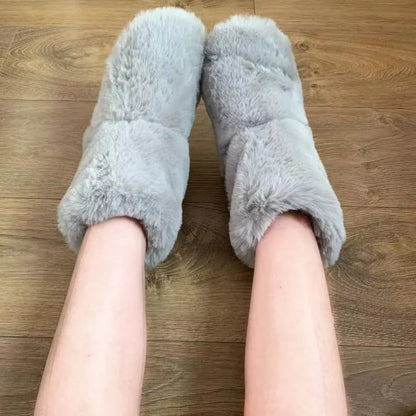 Women’s Winter Slipper Boots – Warm Plush Fur Indoor Flat Fuzzy House Shoes & Slides