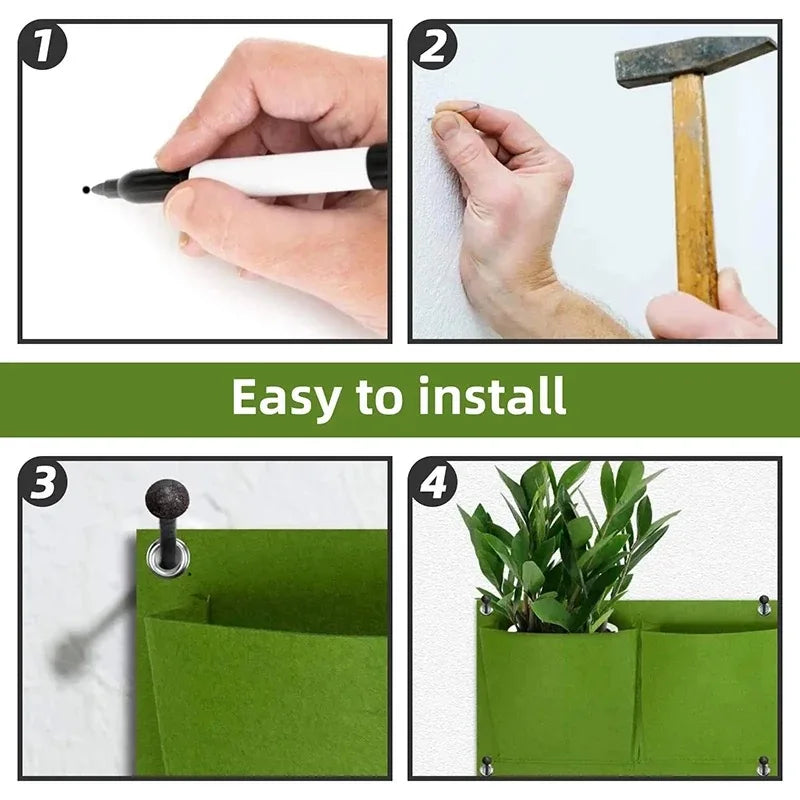 Wall Hanging Planting Bag – Multi-Pocket Vertical Garden Planter for Vegetables, Flowers, and Bonsai