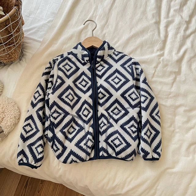 Kids Fleece Windbreaker Jacket - Warm Spring & Autumn Sports Outerwear for Boys & Girls