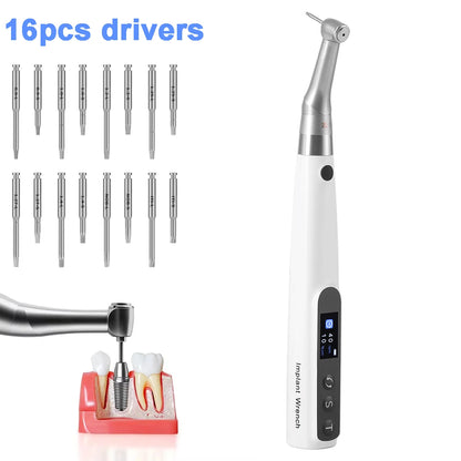 AZDENT Wireless Dental Implant Motor – Electric Torque Driver with 16 Screwdrivers & Contra Angle