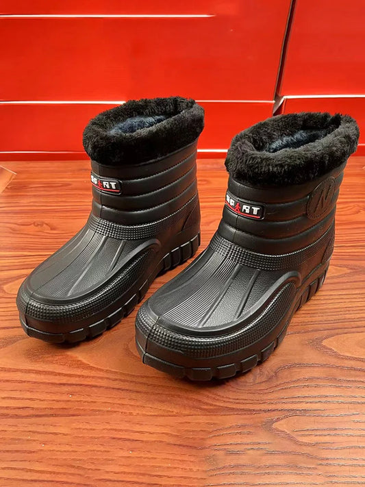 Men’s Winter Waterproof Snow Boots – Warm Cotton High-Top Work & Casual Boots with EVA Outsole