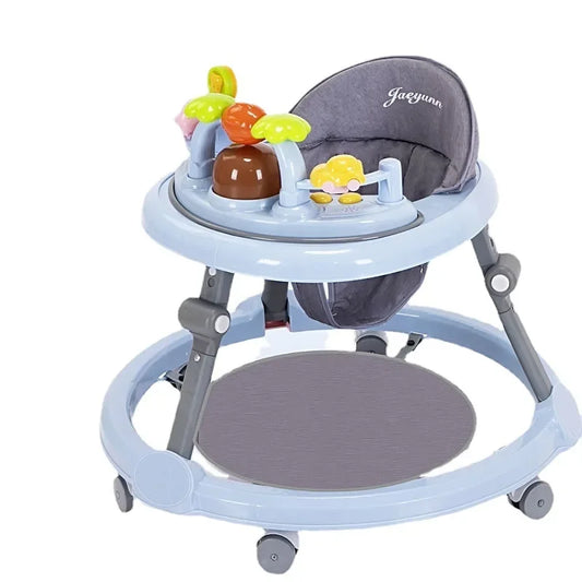 Baby Activity Walker with Music & Lights – Removable Footrest, Toy Rack, Feeding Tray, One-Hand Folding Portable Infant Chair