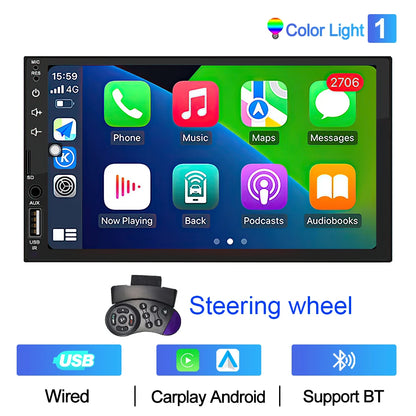 XIMA 7-Inch 2DIN Android Car Radio - Touchscreen MP5, CarPlay, Bluetooth, FM, USB & Camera