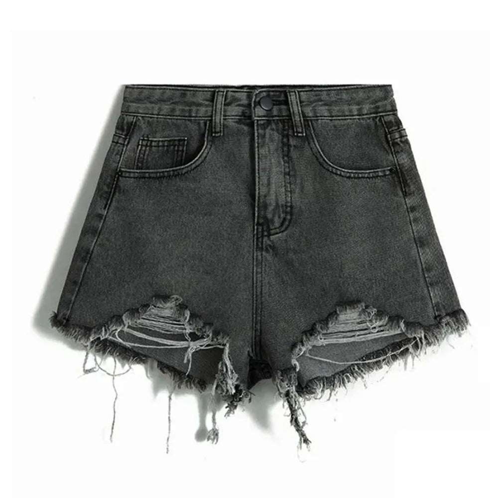 Women's High-Waist Denim Shorts – Summer Korean Y2K Cowboy Style with Tassels & Pockets