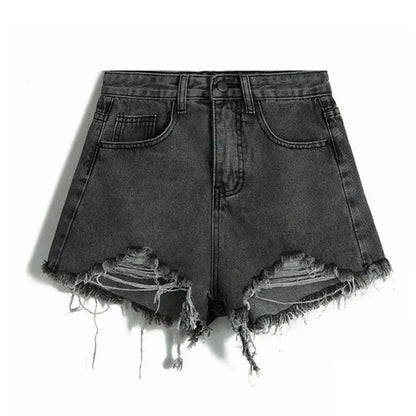 Women's High-Waist Denim Shorts – Summer Korean Y2K Cowboy Style with Tassels & Pockets