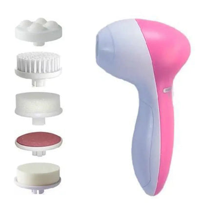 5-in-1 Electric Facial Cleansing Brush - Face Wash, Spa Massage & Blackhead Cleaning Skincare Tool